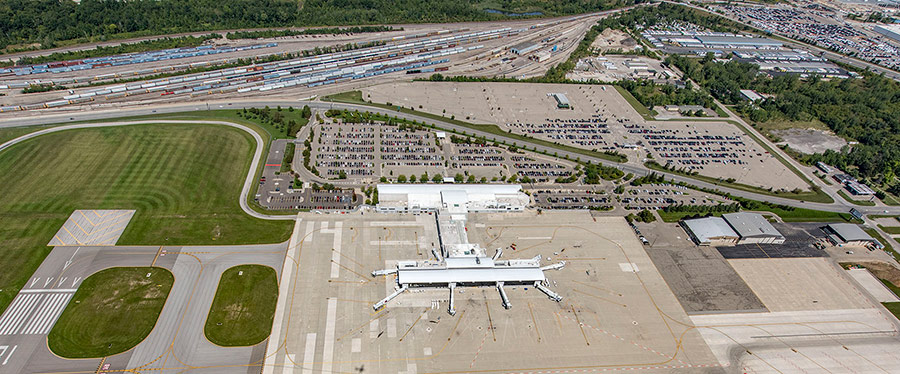 Aerial view of the airfield.